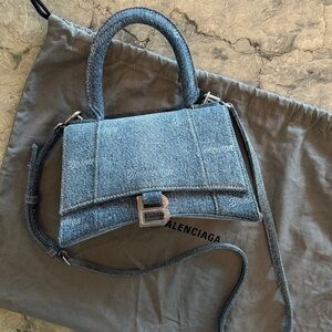 Balenciaga Hourglass Small Denim Top Handle Crossbody